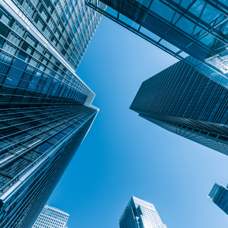 Skyscraper buildings looking towards the sky