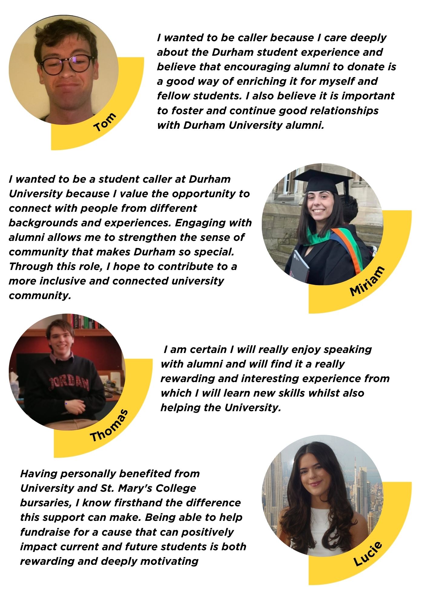 Student callers pictures and quotes