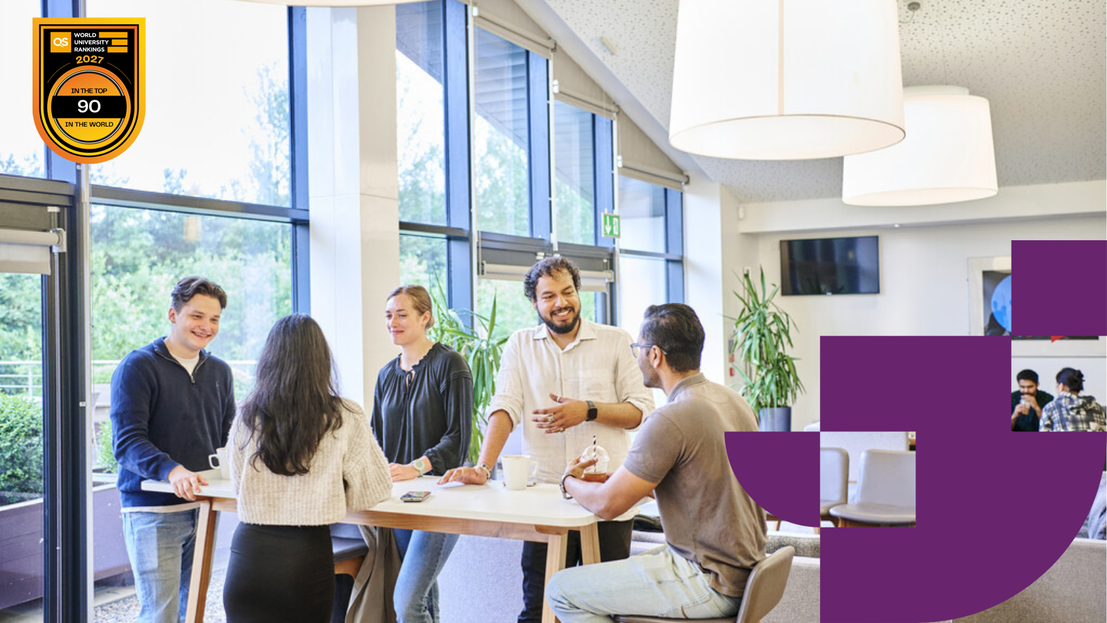 Students chatting around a table
