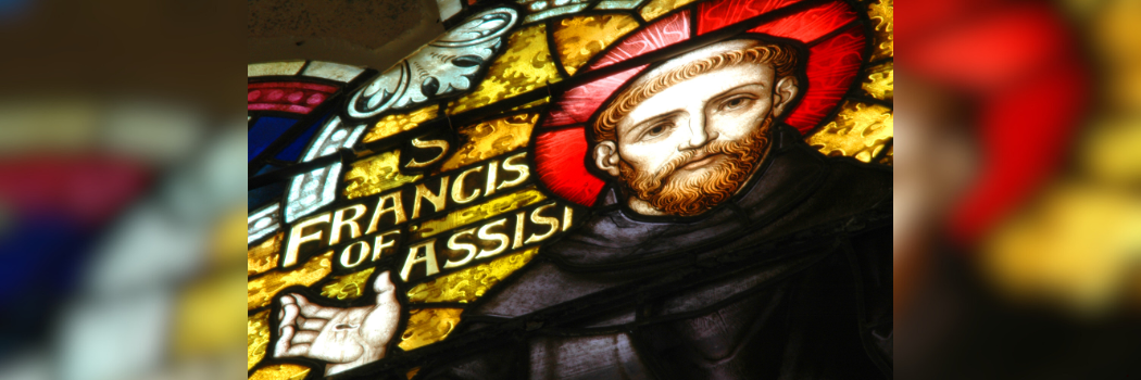 Image of a stained glass window depicting Saint Francis of Assisi