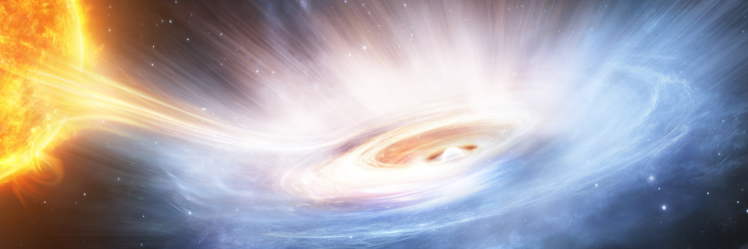 A generated image of a swirling cosmic wind with a sun