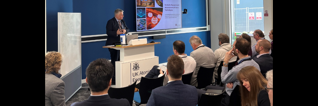 Prof Clive Roberts speaking at UKAEA fusion centre event