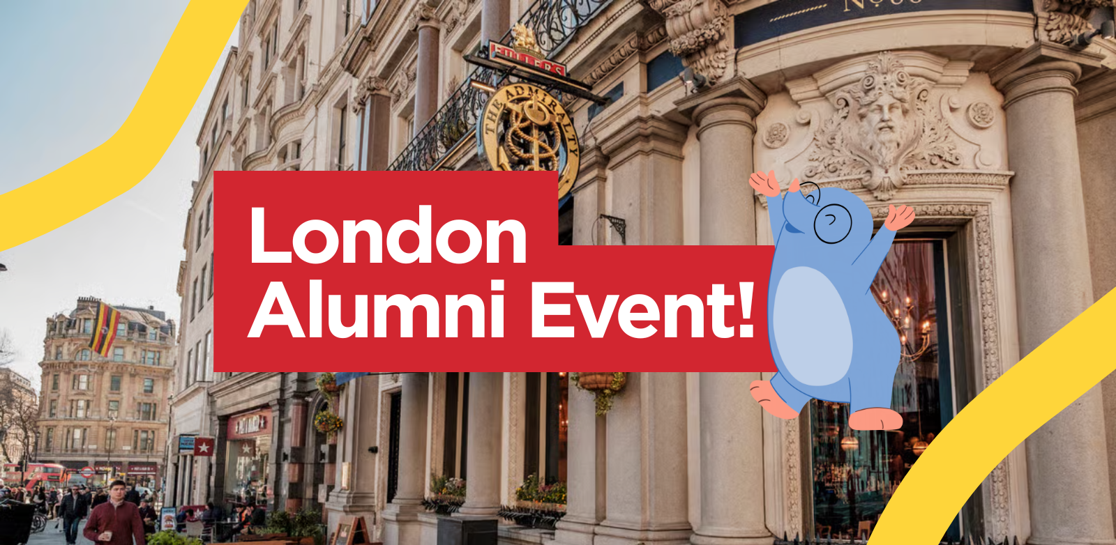 london pub with london alumni event written on it