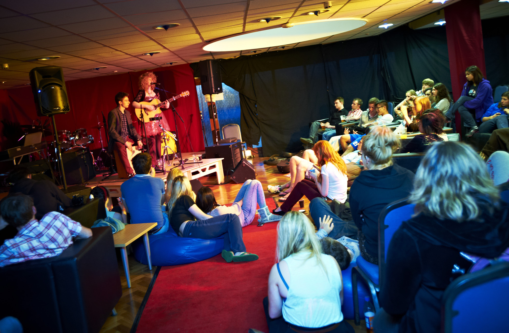 Crowd at Jazz, Rock and Cocktails evening at St Aidan's College's JCR