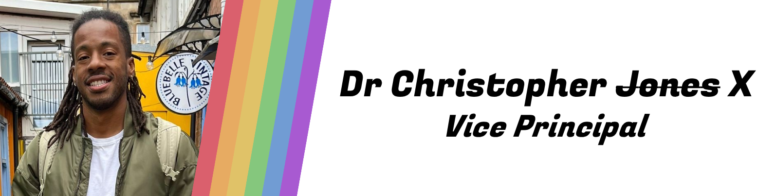 Banner of Dr Christopher Jones (X), Vice Principal of St Aidan's College