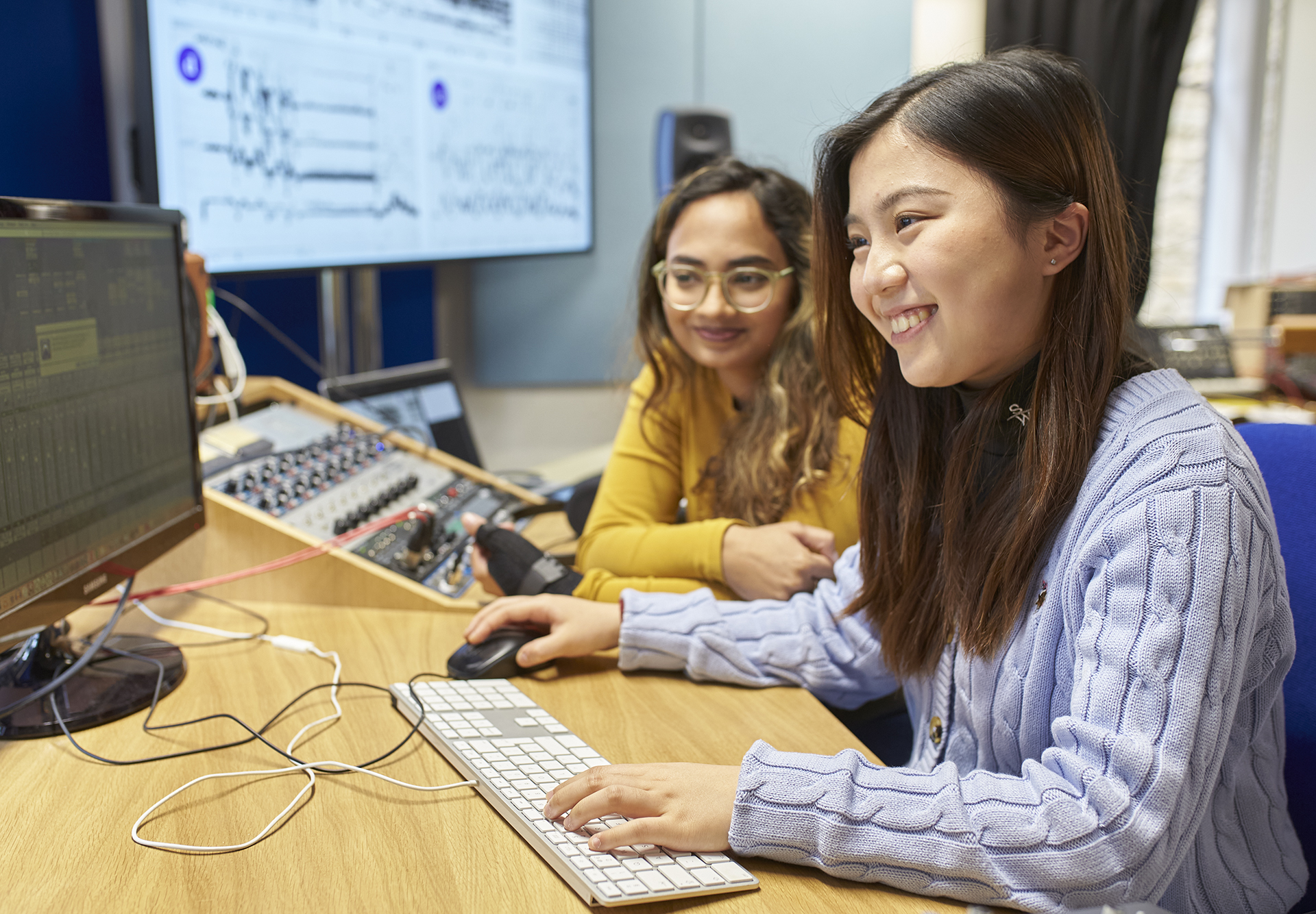 Music Students Work in the Electroacoustic Studio