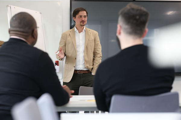 Academic member of staff speaking in a workshop