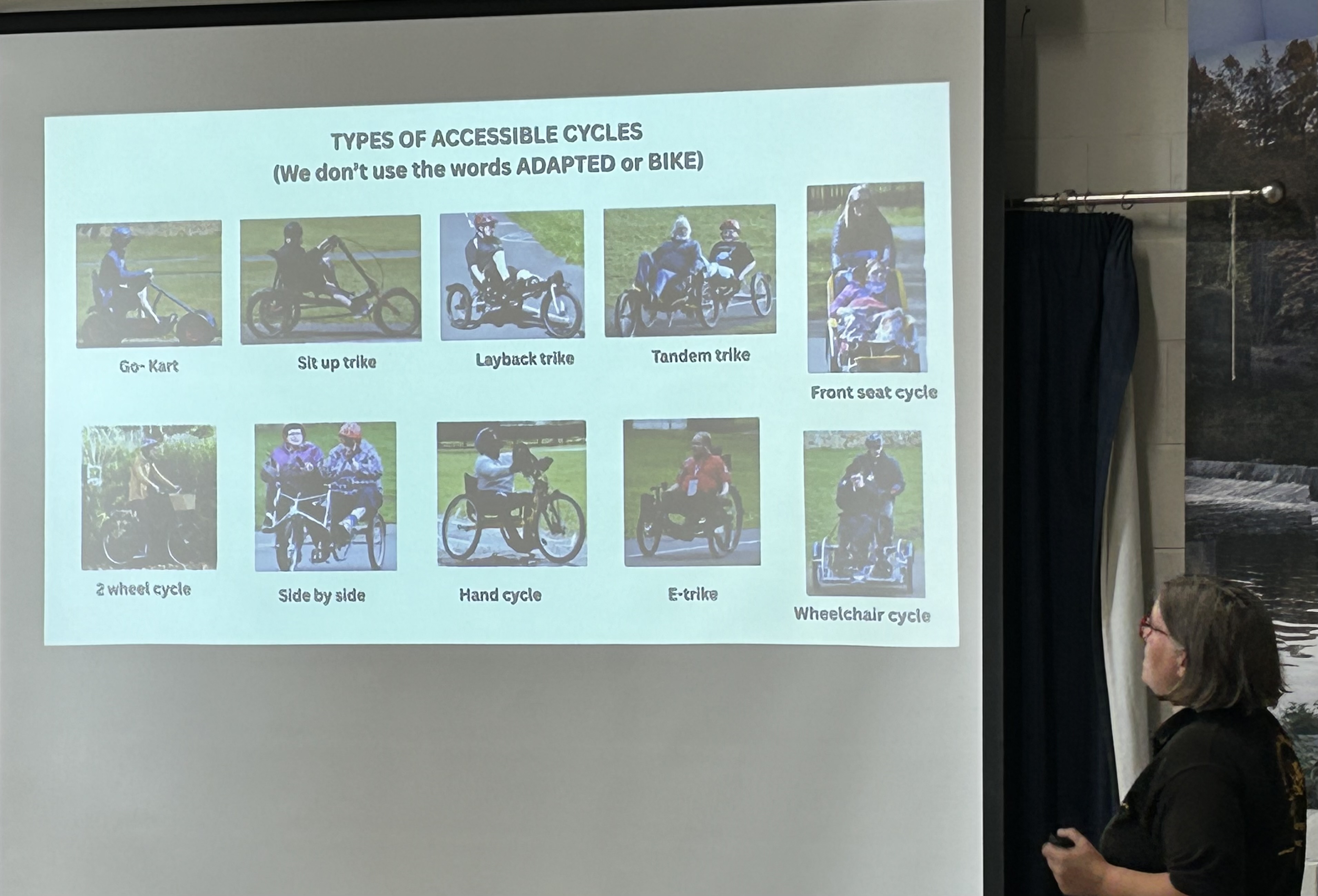 Lecture slide showing different types of accessible wheels.