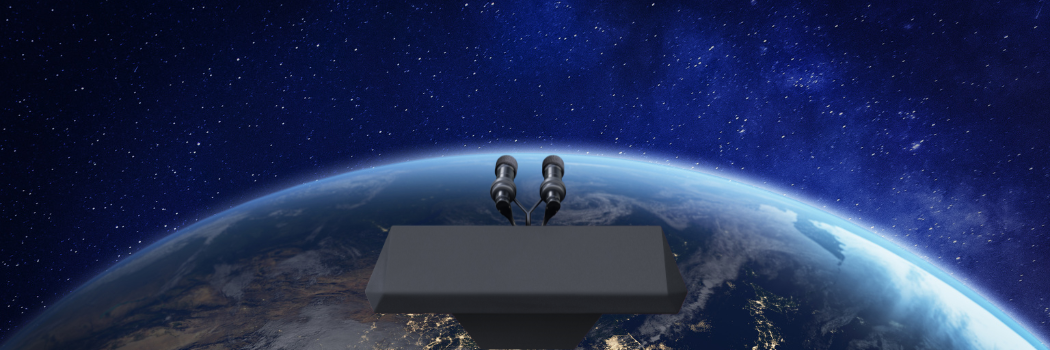 Image of world with lecturn