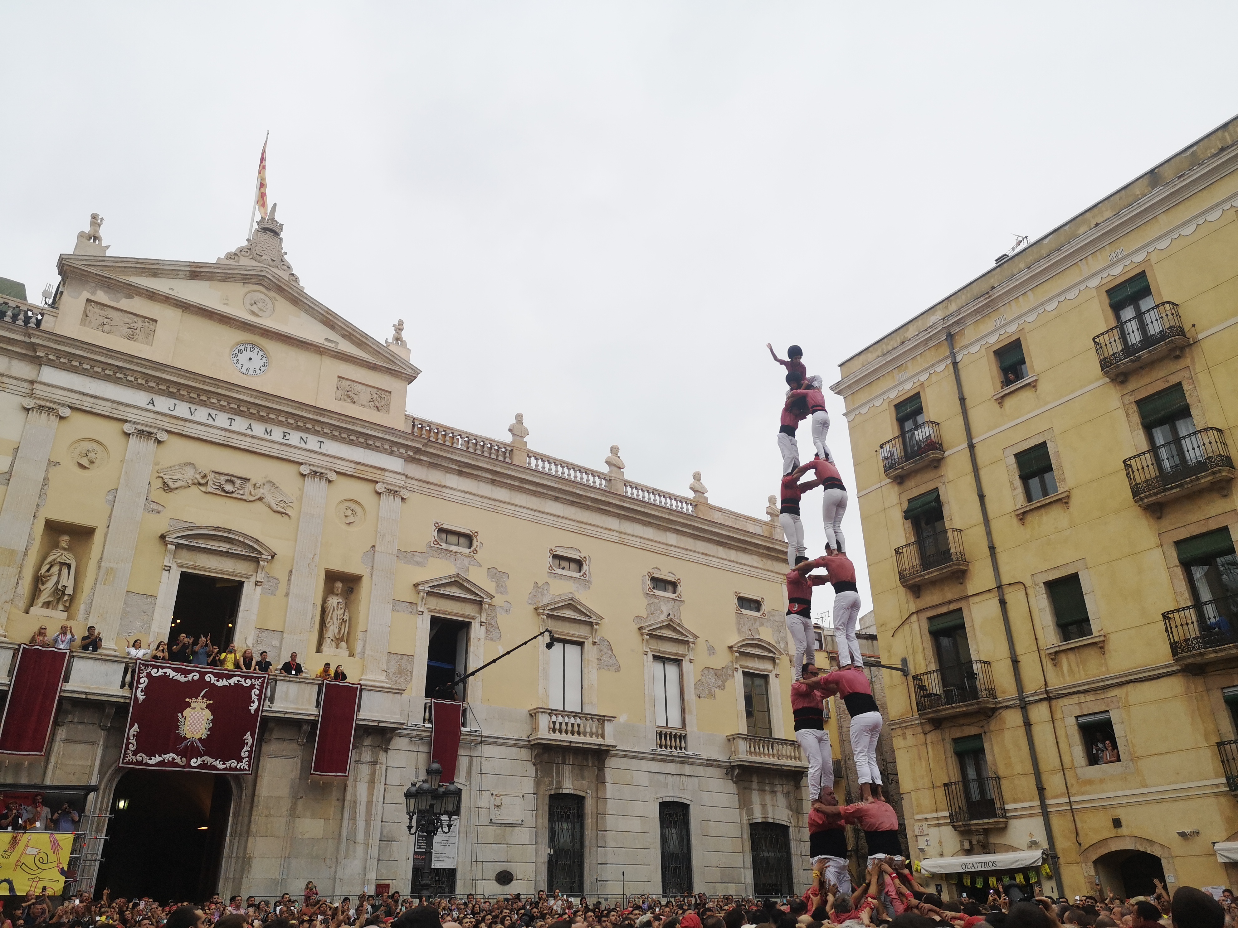 A human tower at the Santa Tecla festival