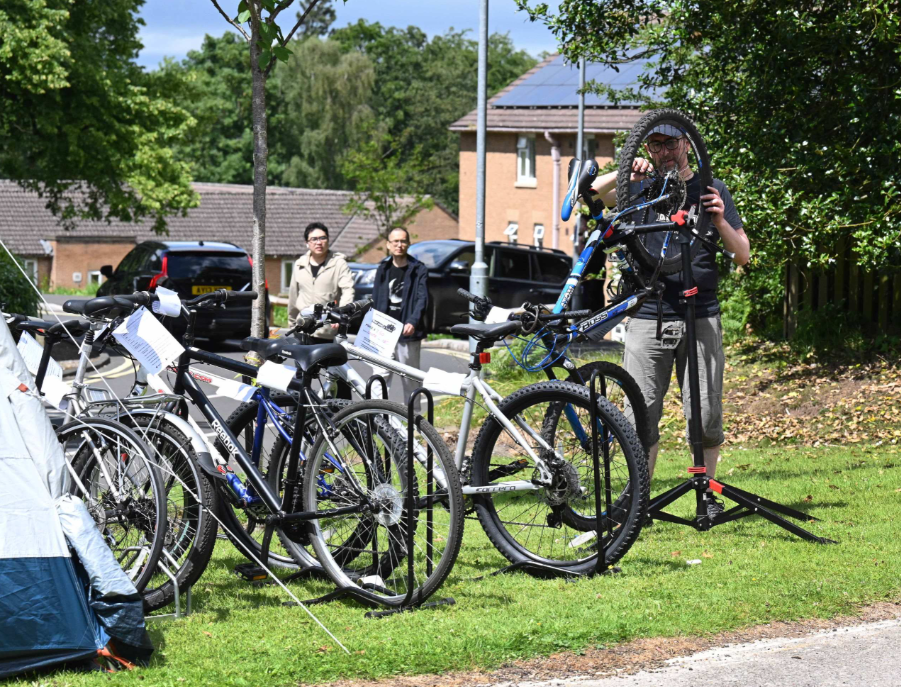 Someone fixing a bike