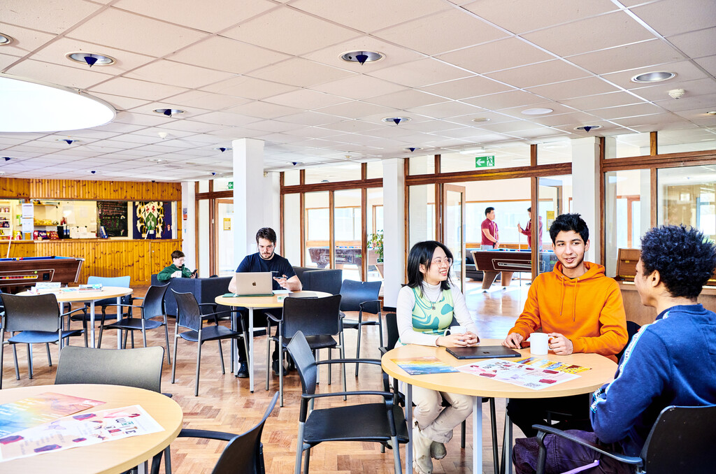 students studying and socialising in study area
