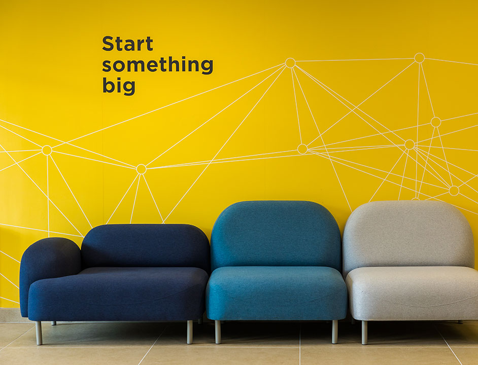 Orbit reception with start something big written on the wall