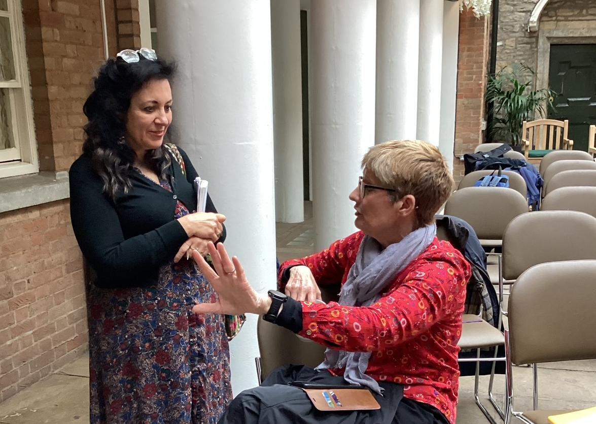 Two people deep in conversation