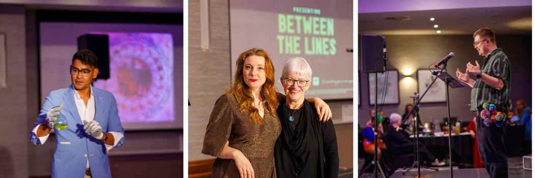 Researchers sharing their research through performance at Between the Lines