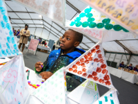Boy looking at exhibits