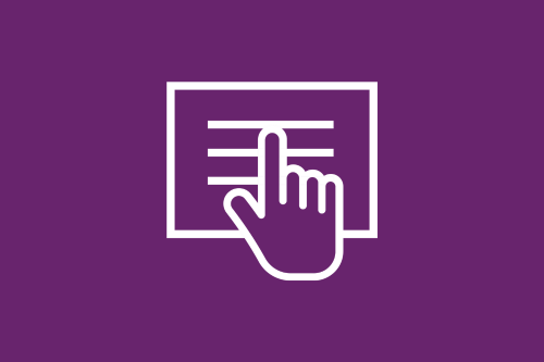 THand pointing to list icon