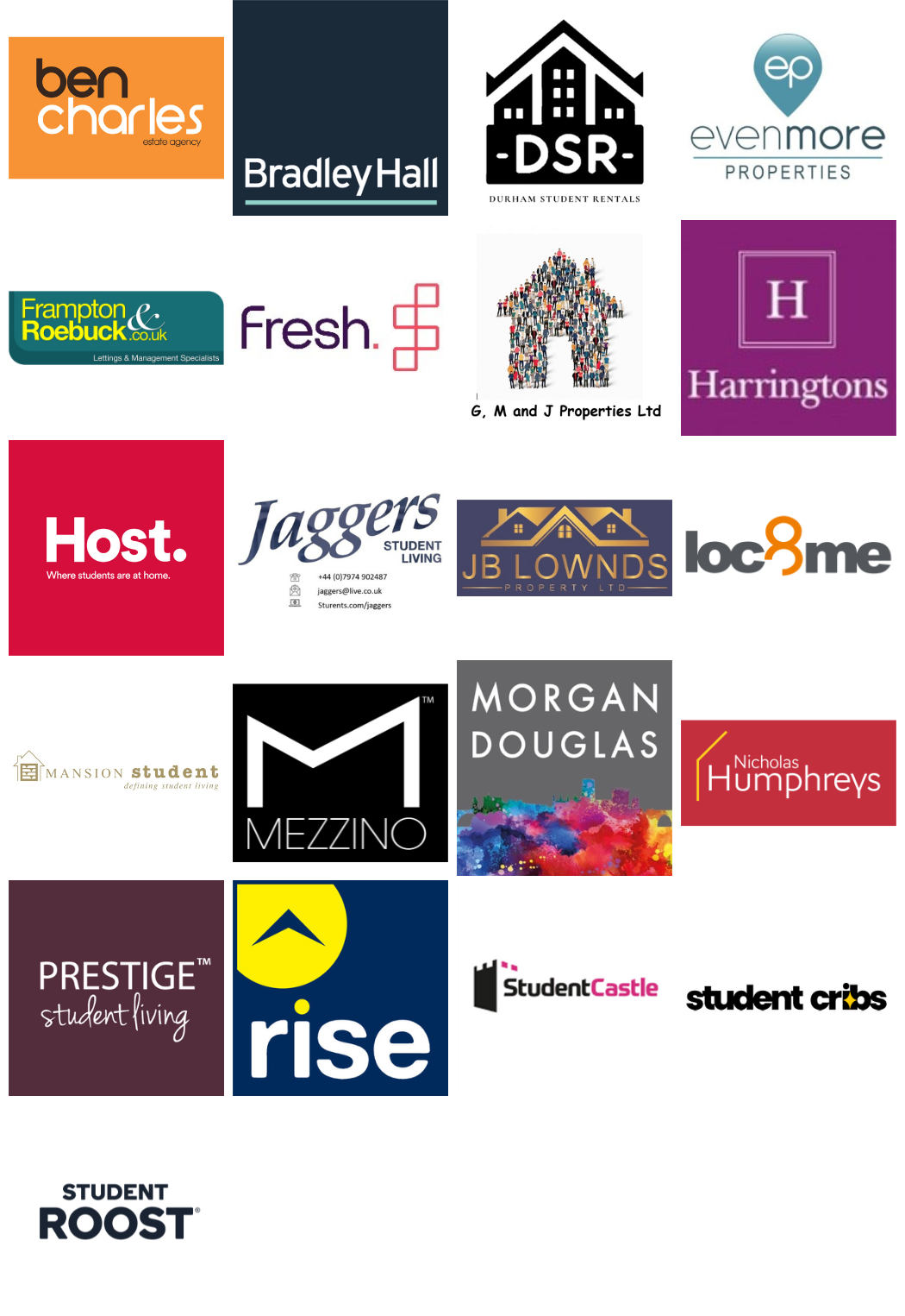 A collage of the logos of all of the estate agents and student housing providers who have signed on to the Student Lettings Code of Practice